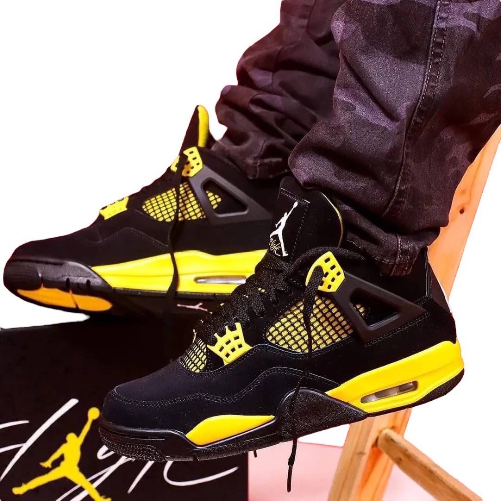 👟Air Jordan 4 “Thunder” 黑黃色 DH6927-017 男鞋款-細節圖2