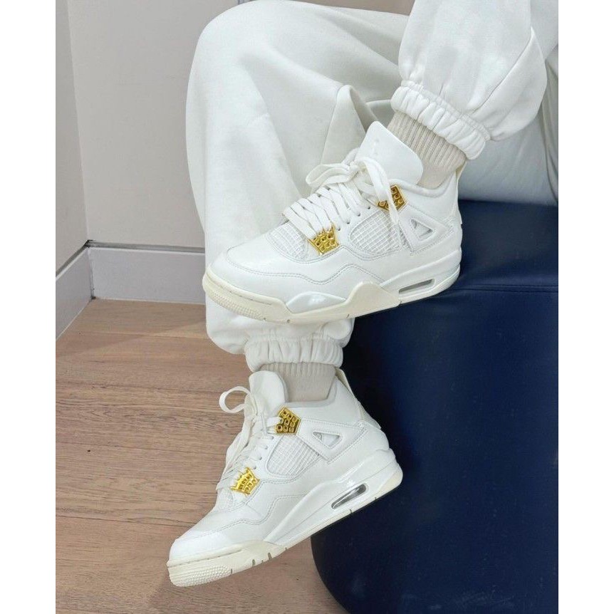 Air Jordan 4 “Sail Metallic Gold”白金色/帆船白AQ9129-170 男女通用鞋款-細節圖2