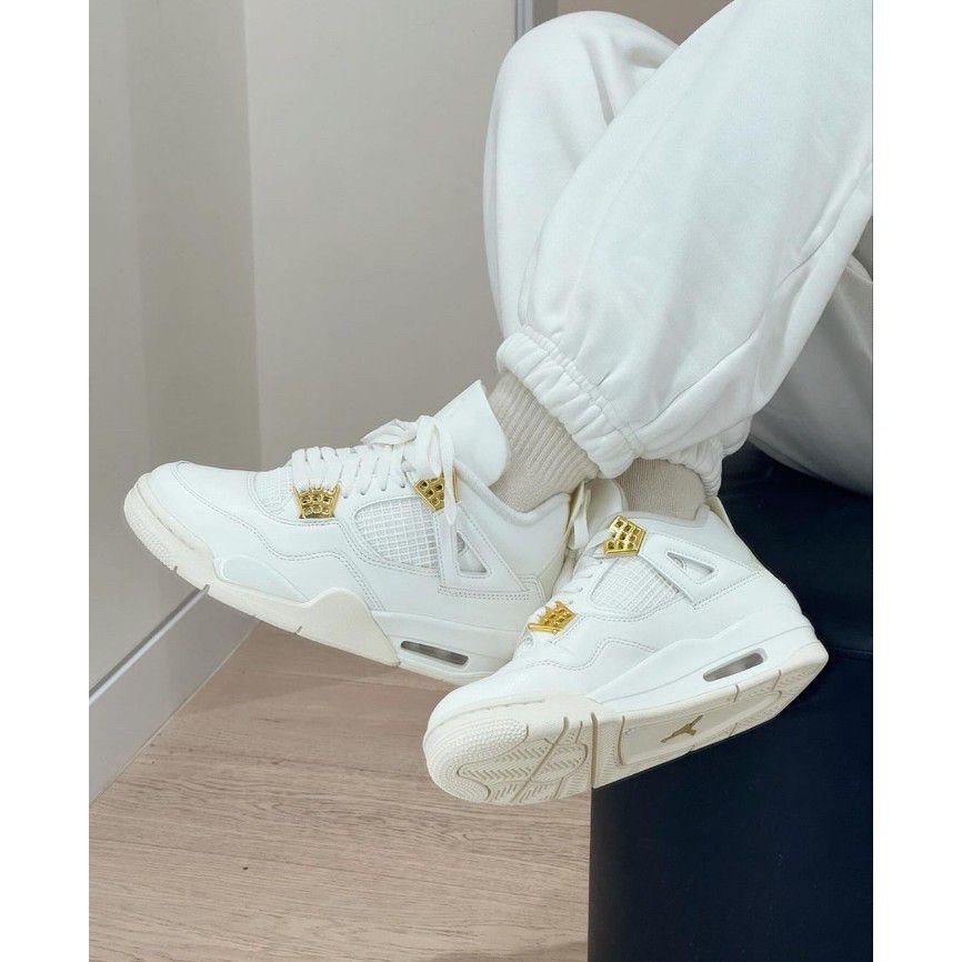 Air Jordan 4 “Sail Metallic Gold”白金色/帆船白AQ9129-170 男女通用鞋款-細節圖3