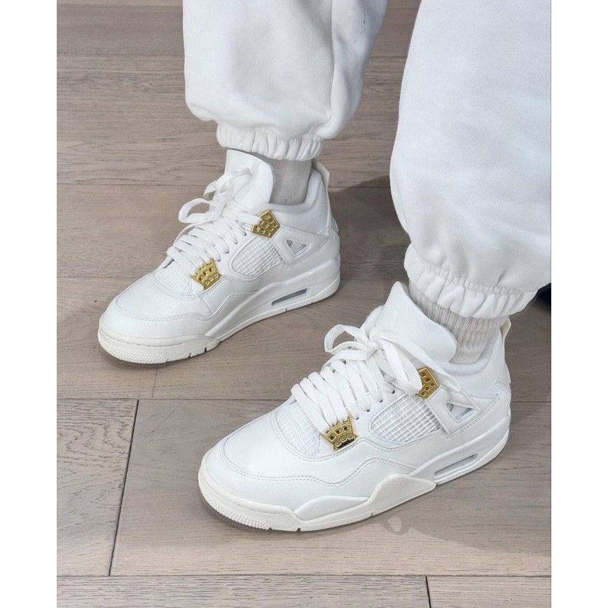 Air Jordan 4 “Sail Metallic Gold”白金色/帆船白AQ9129-170 男女通用鞋款-細節圖4