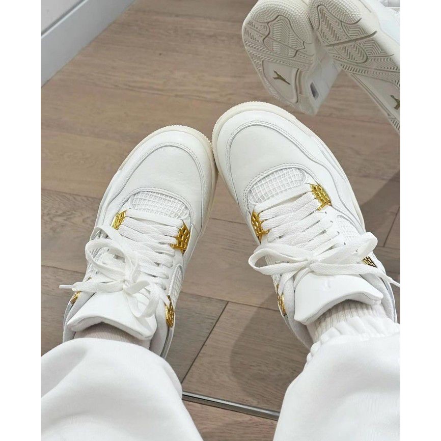 Air Jordan 4 “Sail Metallic Gold”白金色/帆船白AQ9129-170 男女通用鞋款-細節圖5