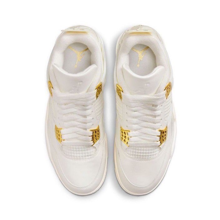 Air Jordan 4 “Sail Metallic Gold”白金色/帆船白AQ9129-170 男女通用鞋款-細節圖8