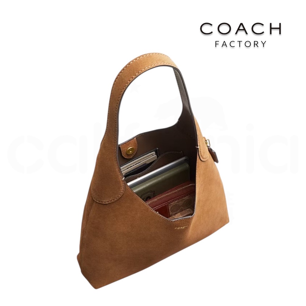 👜Coach BROOKLYN 28 單肩手袋｜單肩包｜手提包｜棕色｜暖棕色｜麂皮｜皮革｜Coach Factory-細節圖2