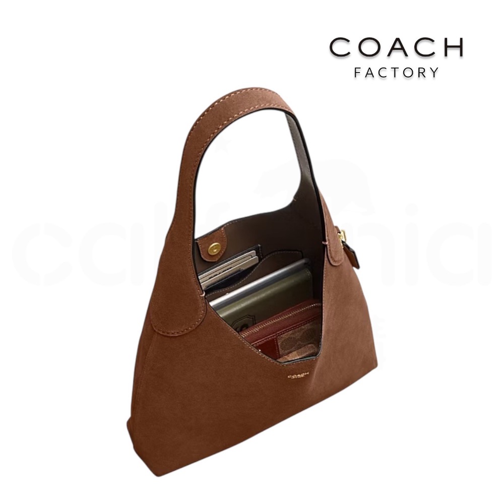 👜Coach BROOKLYN 28 單肩手袋｜單肩包｜手提包｜棕色｜暖棕色｜麂皮｜皮革｜Coach Factory-細節圖5