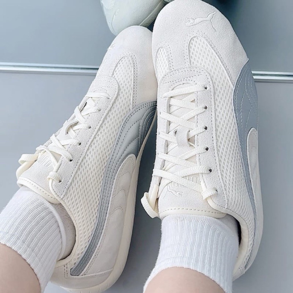 👟PUMA Speedcat Premium 賽車運動鞋｜象牙白｜銀色｜網布｜皮革｜麂皮｜休閒鞋｜平底鞋｜男女通用款鞋-細節圖5