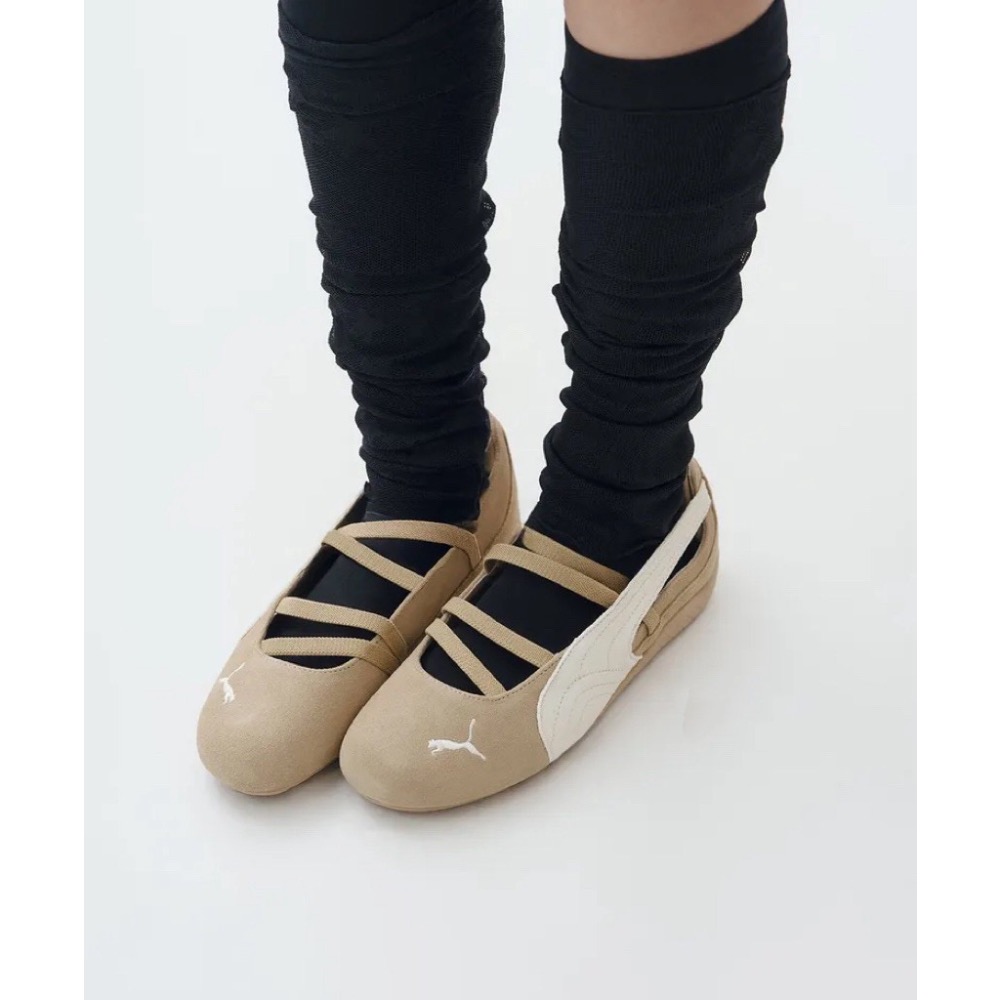 👟PUMA Speedcat Cafe Ballet 休閒鞋 卡其白色｜卡其色｜白色｜麂皮｜刺繡｜芭蕾舞鞋 女款鞋-細節圖4