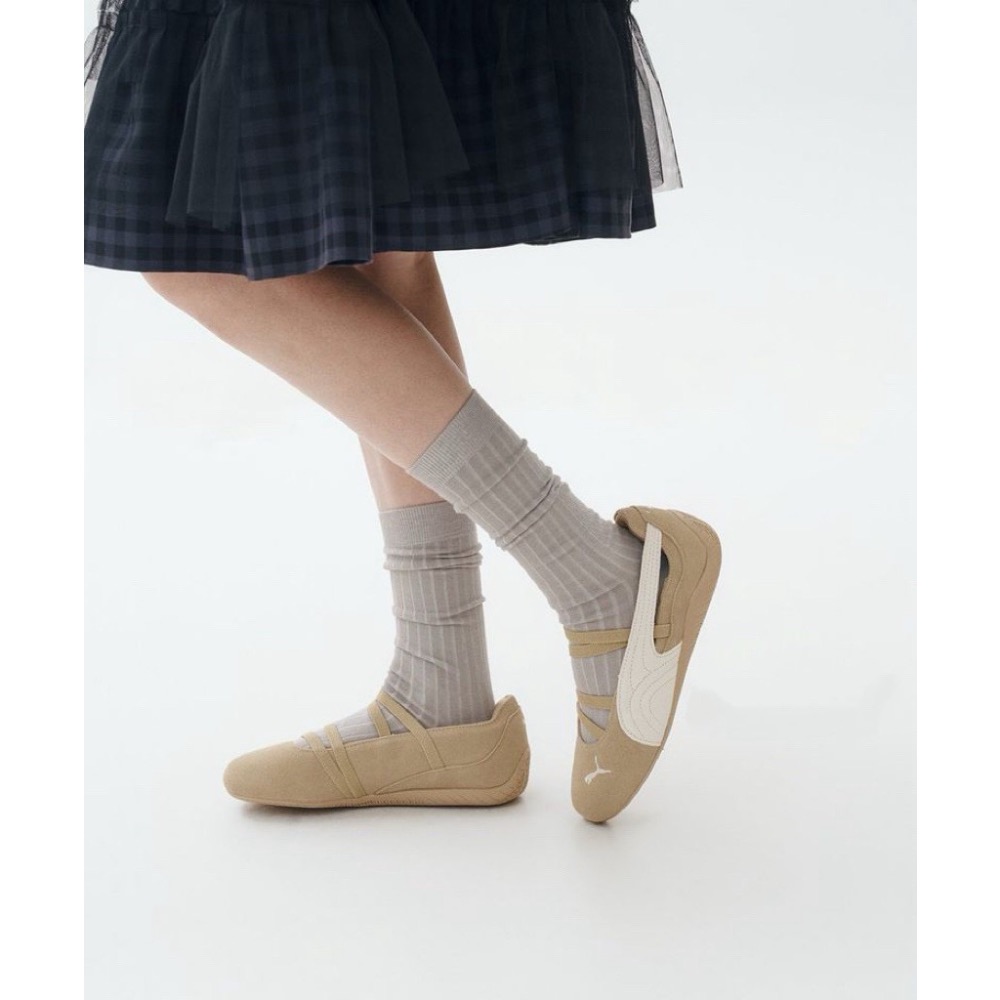 👟PUMA Speedcat Cafe Ballet 休閒鞋 卡其白色｜卡其色｜白色｜麂皮｜刺繡｜芭蕾舞鞋 女款鞋-細節圖5