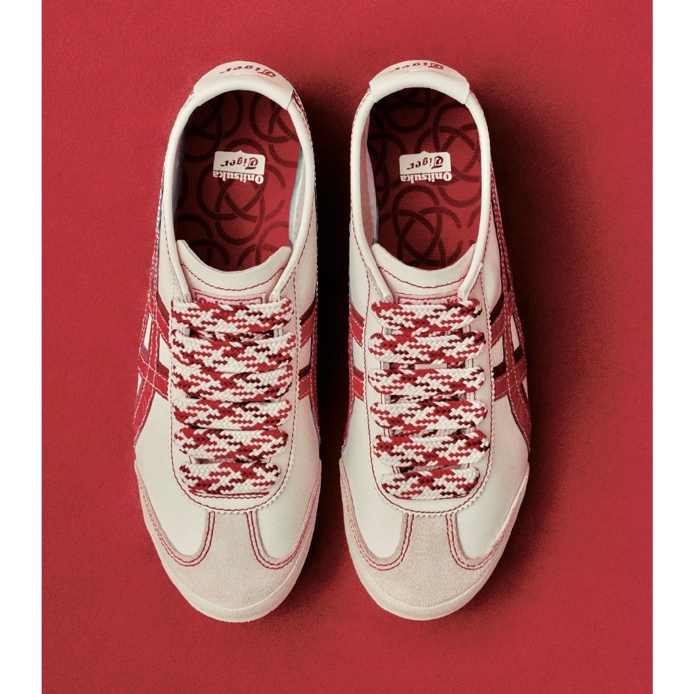 👟Onitsuka Tiger 鬼塚虎MEXICO66系列2025🐍蛇年限定款式｜運動鞋｜紅白｜白紅｜雙色鞋帶｜米底-細節圖2
