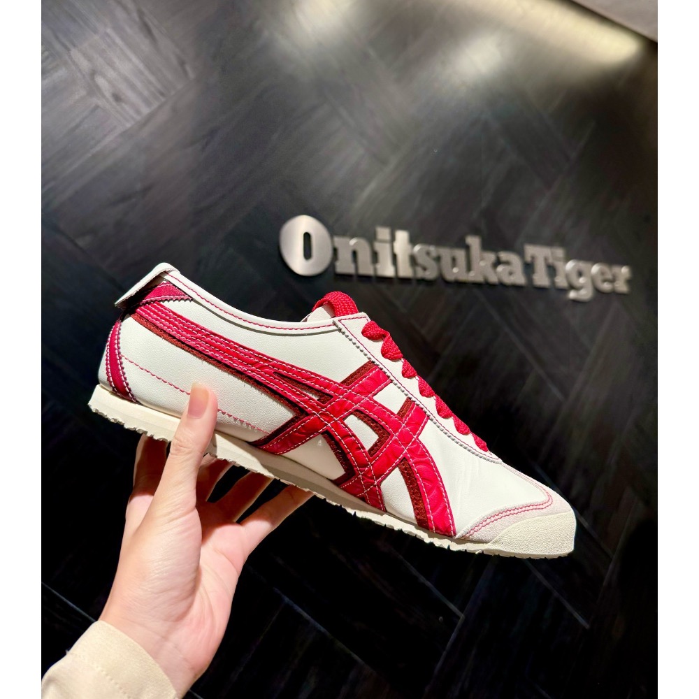 👟Onitsuka Tiger 鬼塚虎MEXICO66系列2025🐍蛇年限定款式｜運動鞋｜紅白｜白紅｜雙色鞋帶｜米底-細節圖4