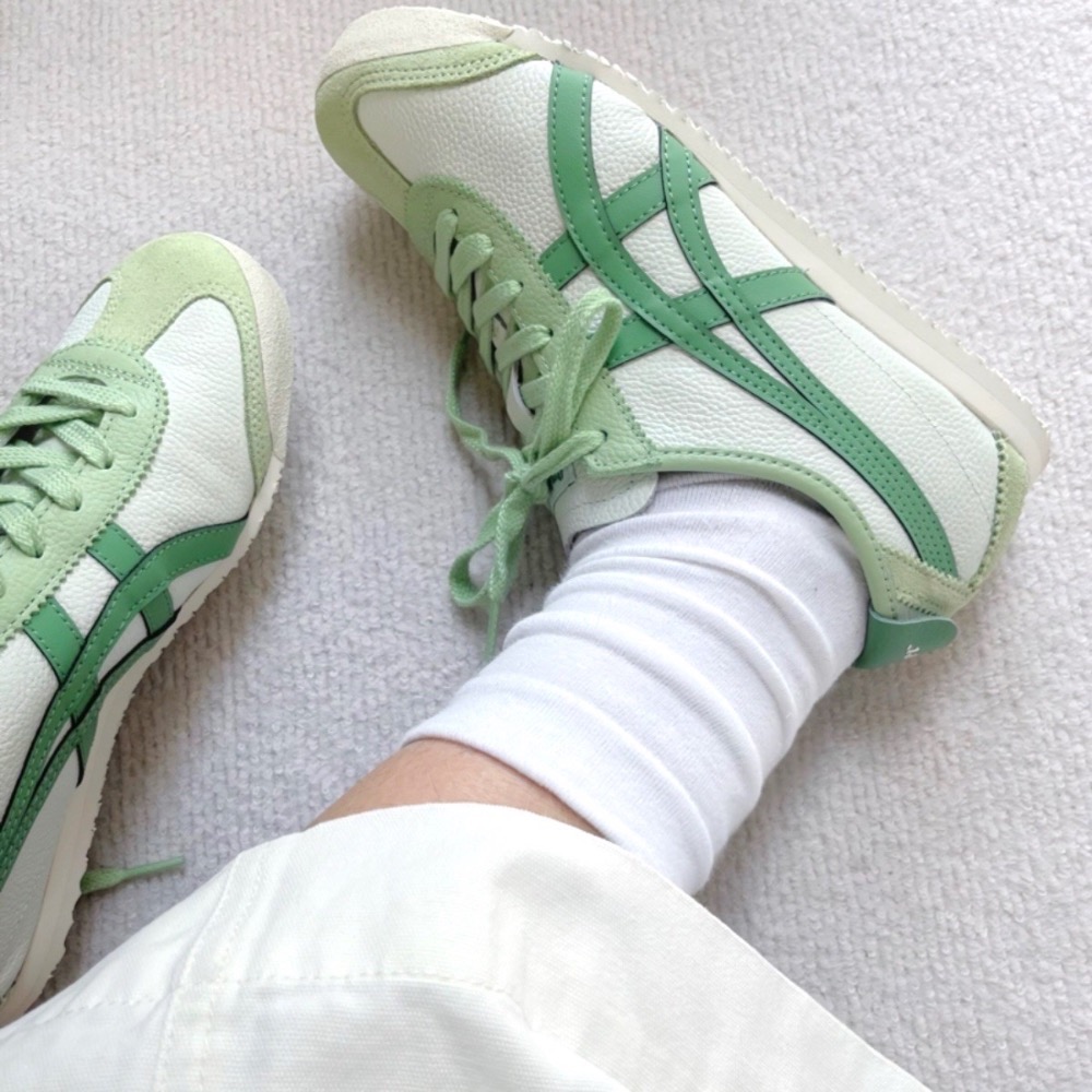 👟Onitsuka Tiger 鬼塚虎MEXICO66系列平底運動鞋｜嫩葉綠｜薄荷綠｜米白底綠色線條｜通風綠｜銅綠｜白-細節圖3