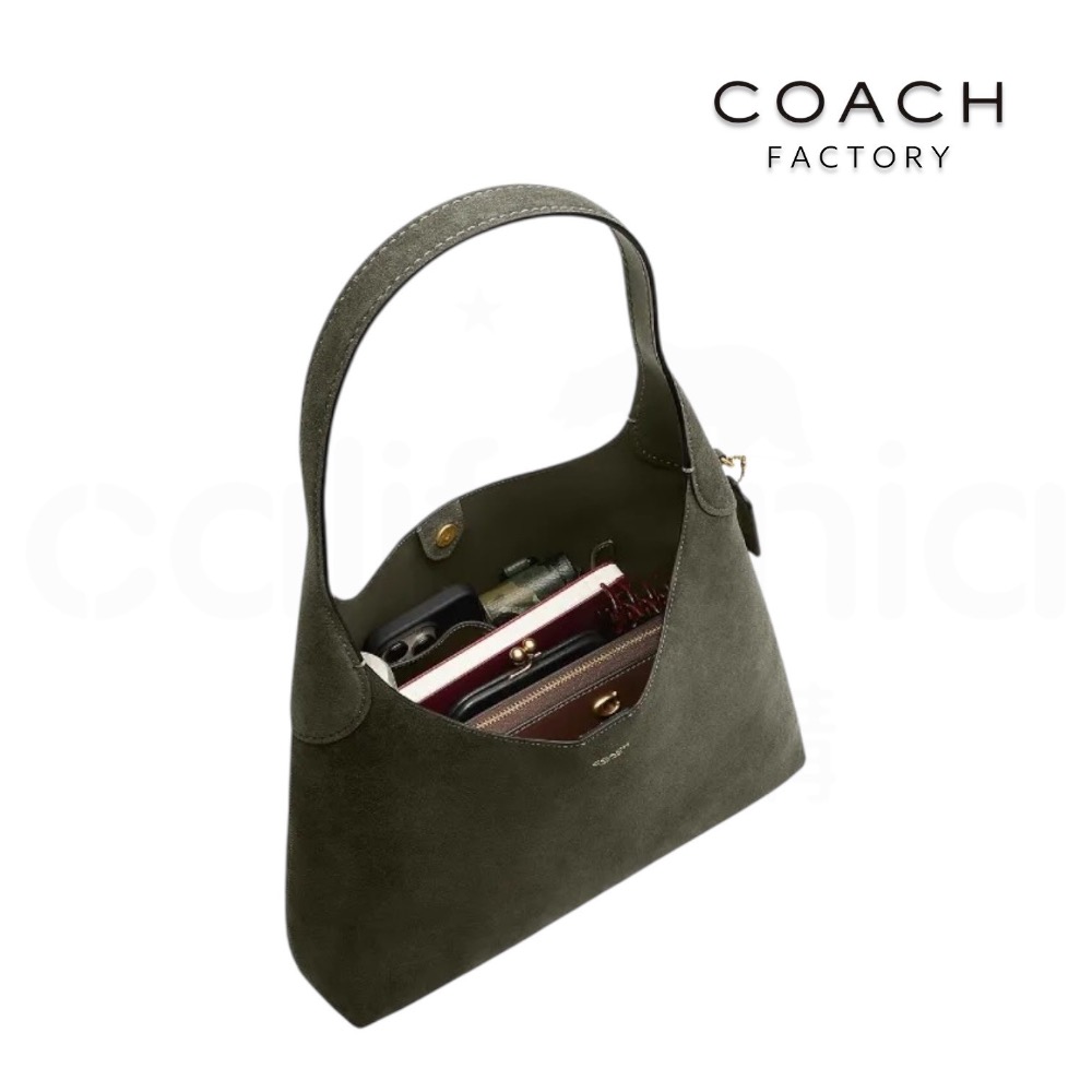 👜Coach BROOKLYN 34 單肩手袋｜單肩包｜手提包｜橄欖綠｜麂皮｜皮革｜Coach Factory ｜工廠-細節圖2