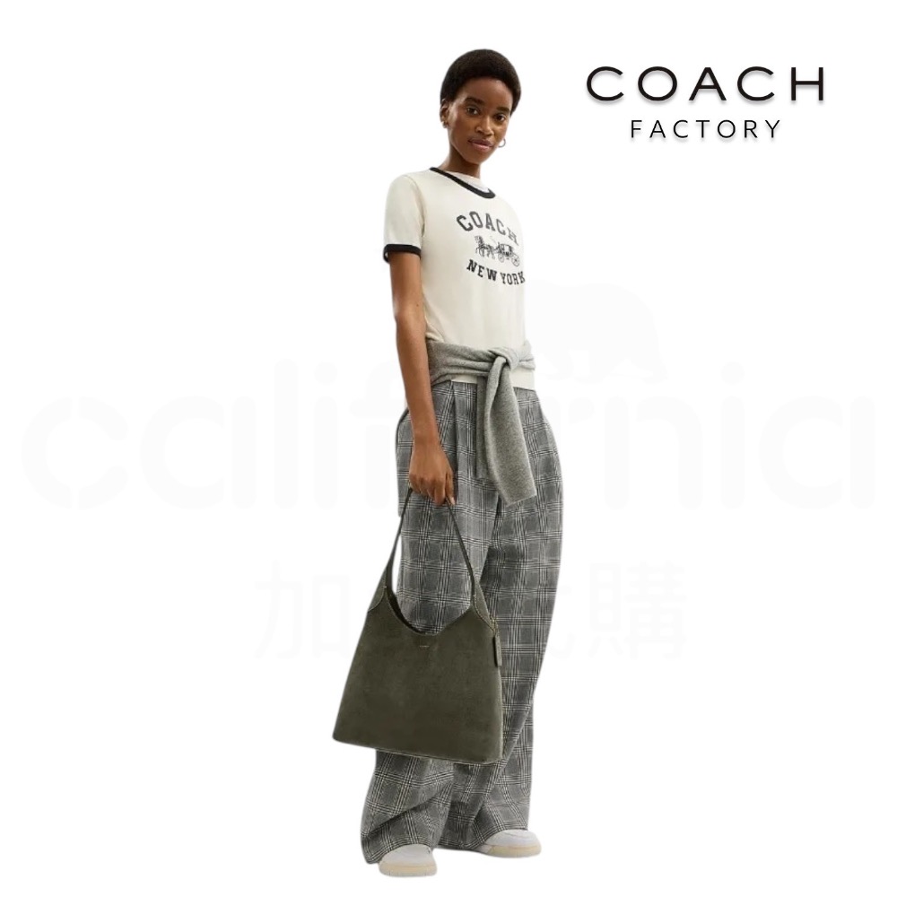 👜Coach BROOKLYN 34 單肩手袋｜單肩包｜手提包｜橄欖綠｜麂皮｜皮革｜Coach Factory ｜工廠-細節圖4