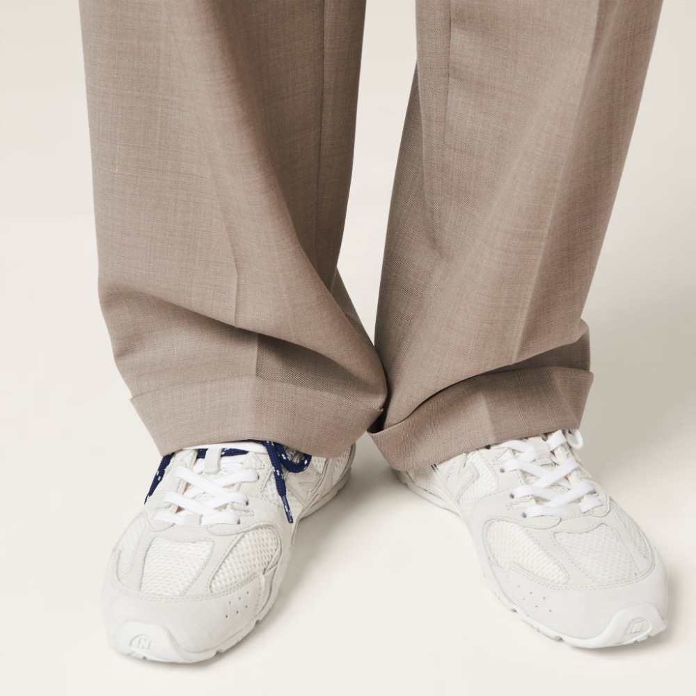 📣現貨EU39.5 👟New Balance530 x Miu Miu 聯名款白色麂皮拼網眼運動鞋 ｜小牛皮｜情侶款-細節圖5
