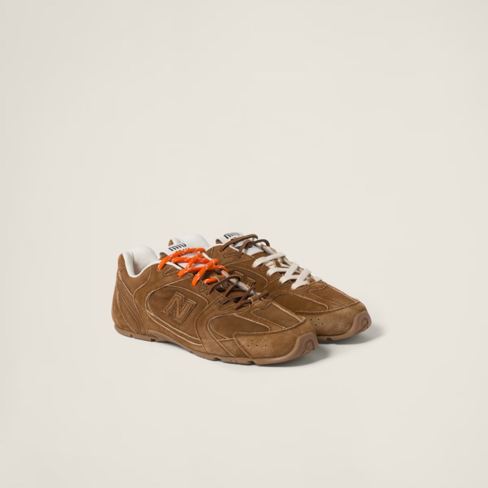 👟New Balance530 x Miu Miu 聯名款棕啡色麂皮拼網眼運動鞋 ｜小牛皮｜情侶款｜男女通用款|休閒｜-細節圖7