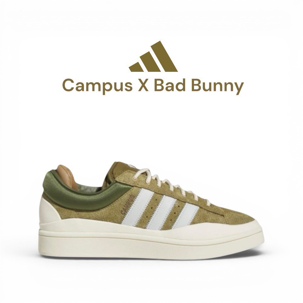 👟adidas Campus X Bad Bunny 聯名款運動休閒鞋｜綠白色｜芥末綠｜野苔綠｜橄欖綠｜綠色｜白色｜白-細節圖5