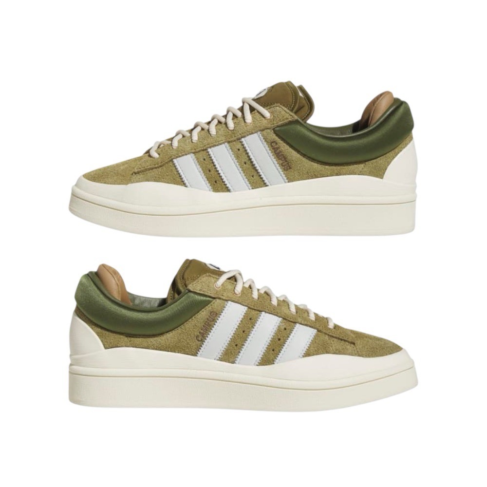 👟adidas Campus X Bad Bunny 聯名款運動休閒鞋｜綠白色｜芥末綠｜野苔綠｜橄欖綠｜綠色｜白色｜白-細節圖6