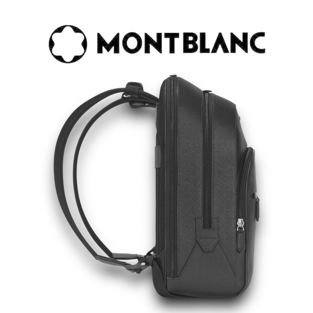 👜MONTBLANC萬寶龍 大號 SARTORIAL 皮革三隔層背包｜牛皮｜黑色｜防刮材質｜後背包-細節圖6