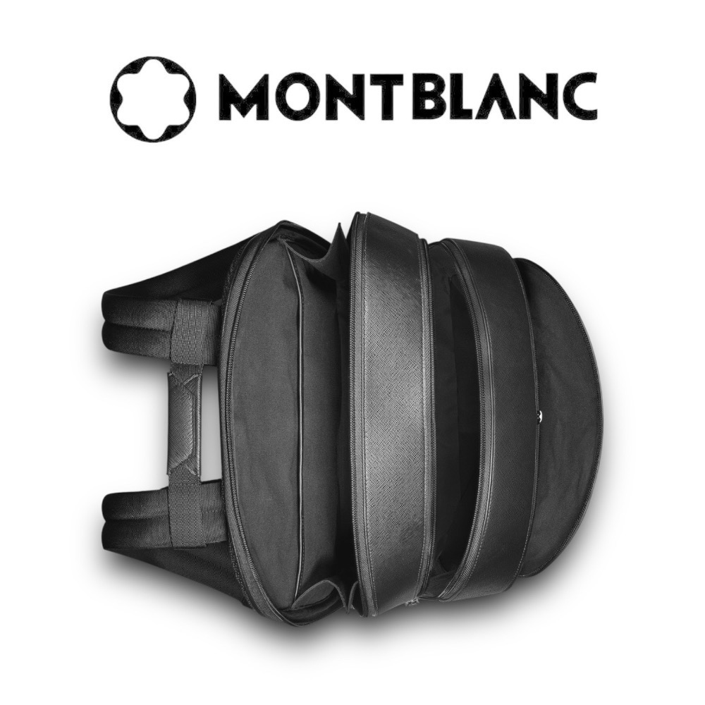 👜MONTBLANC萬寶龍 大號 SARTORIAL 皮革三隔層背包｜牛皮｜黑色｜防刮材質｜後背包-細節圖7