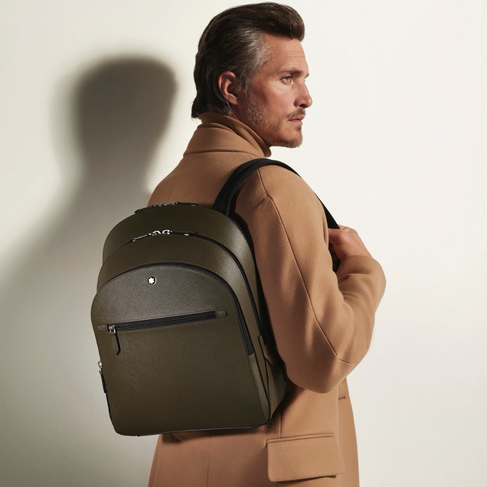 🎒MONTBLANC萬寶龍Sartorial匠心系列中型防刮牛皮三層後背包｜墨綠色｜橄欖綠｜後背包｜防刮｜男款包-細節圖2