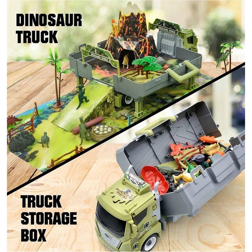 [寶の舖TAKARA] 變型恐龍玩具卡車組 玩具卡車 玩具機器人 暴龍 劍龍 三角龍 甲龍 禮物 美國 LASCOTON-細節圖5