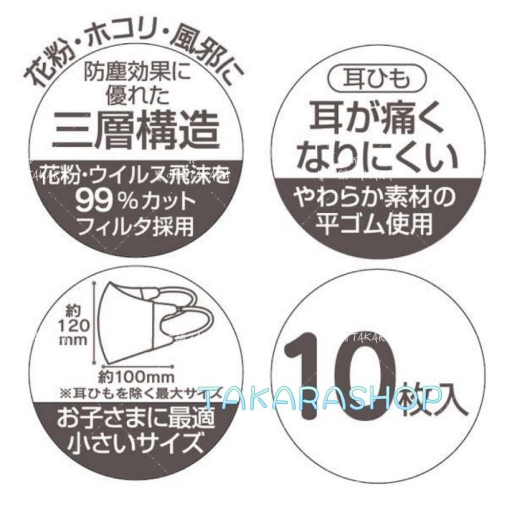 [寶の舖TAKARA] 兒童口罩 兒童立體口罩10入 Skater 美樂蒂 kitty 多啦a夢 多美卡 新幹線 口罩-細節圖2