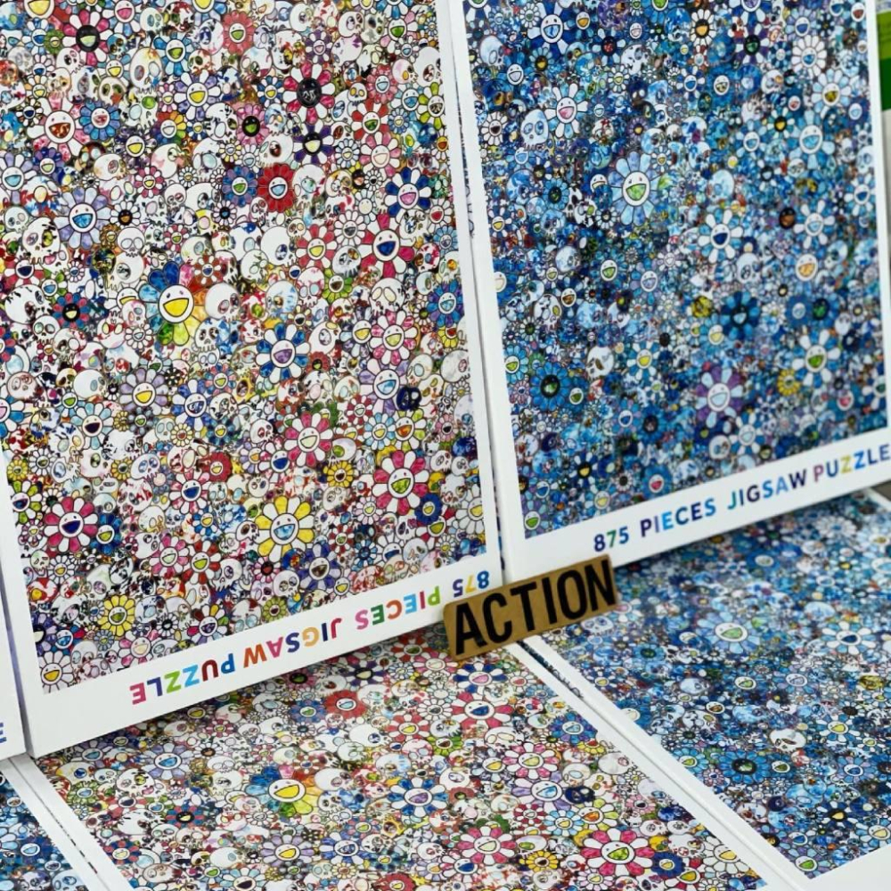 花朵拼圖 村上隆 拼圖 村上隆拼圖 村上隆周邊 SKULLS & FLOWERS 骷髏 藍色彩色-細節圖2