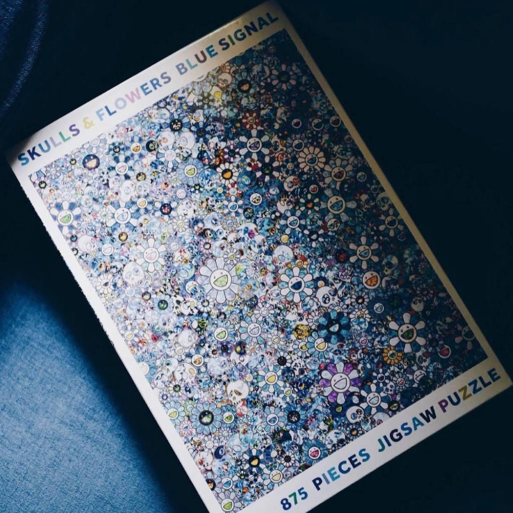 花朵拼圖 村上隆 拼圖 村上隆拼圖 村上隆周邊 SKULLS & FLOWERS 骷髏 藍色彩色-細節圖4