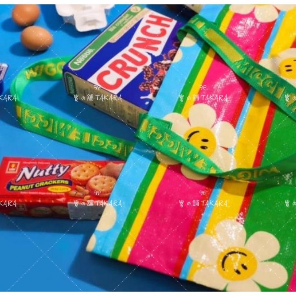 購物袋 文青購物袋 韓國 WIGGLE WIGGLE 太陽花購物袋 硬料材質 太陽花 賣家必備 大容量 防水 耐用...-細節圖5