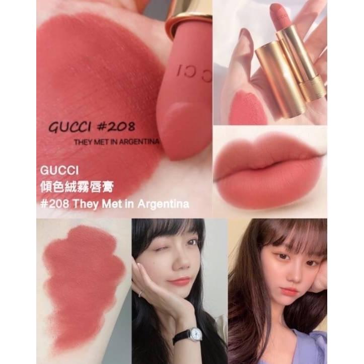 金管霧面絲絨唇膏 GUCCI 3.5g #208 霧面絲絨唇膏 唇膏 金管 金管唇膏 霧面唇膏  日常好物 推薦使用-細節圖6