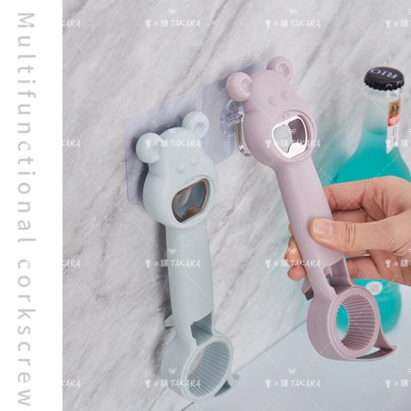 萬能開瓶器 四合一 小熊造型 開瓶器 開罐器 多功能開瓶器 多功能瓶起子 啤酒開蓋器 開瓶蓋神器  日常好物 推薦使用-細節圖2