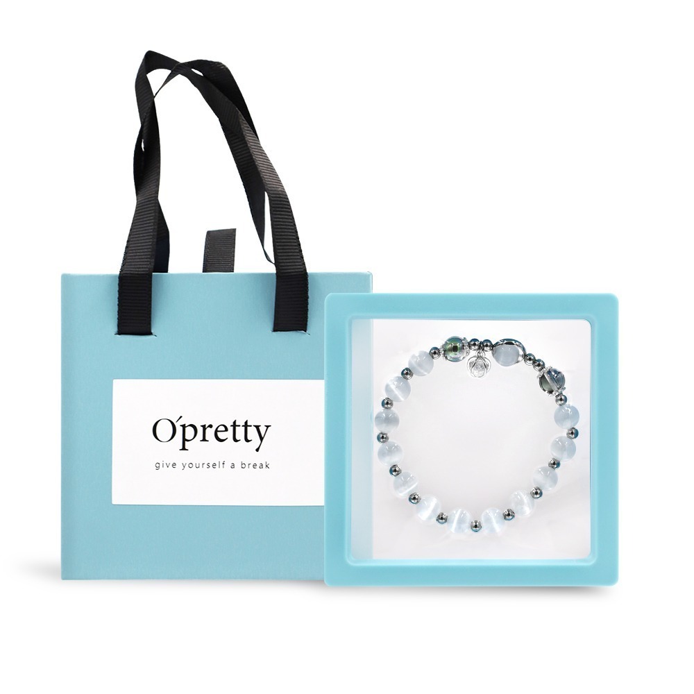 O＇Pretty 歐沛媞 自信勇氣 海藍月光貓眼石手鍊-細節圖2