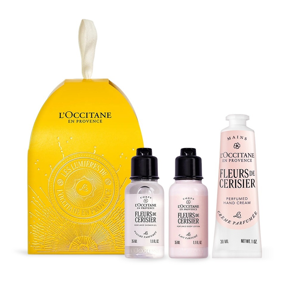 L＇OCCITANE 歐舒丹 普羅旺斯童話櫻花/馬鞭草/乳油木節慶彩球[沐浴膠+美體乳+護手乳]-百貨公司貨-規格圖1