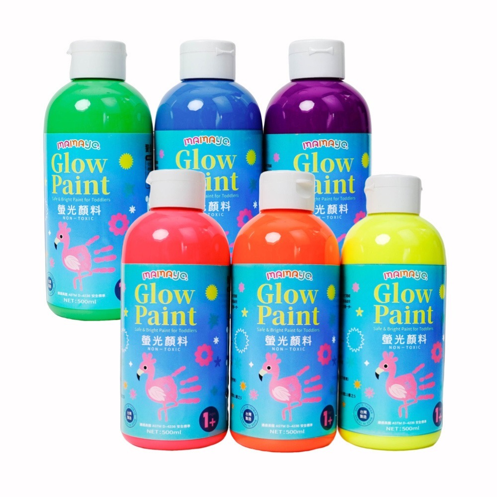 [卡樂] 媽媽友 mamayo 兒童無毒螢光顏料500ml(6色組價優) MIT 1歲以上使用 廣顏-規格圖2