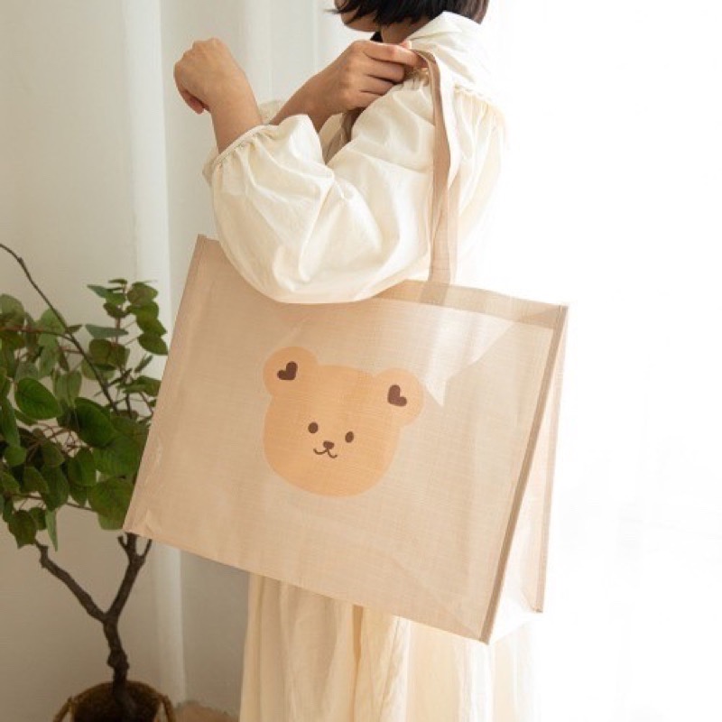 ⟢現貨⟣㊣韓🇰🇷DTD-大容量媽咪防水購物袋/輕盈攜帶方便 小熊/松鼠款-細節圖2