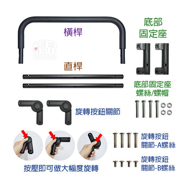 《露營推車配件-推拉桿》新款！免鑽孔 舒適旋轉 推車手把 推拉車握桿 拉桿 推桿 把手 可推可拉 露營推車【飛兒】-細節圖7