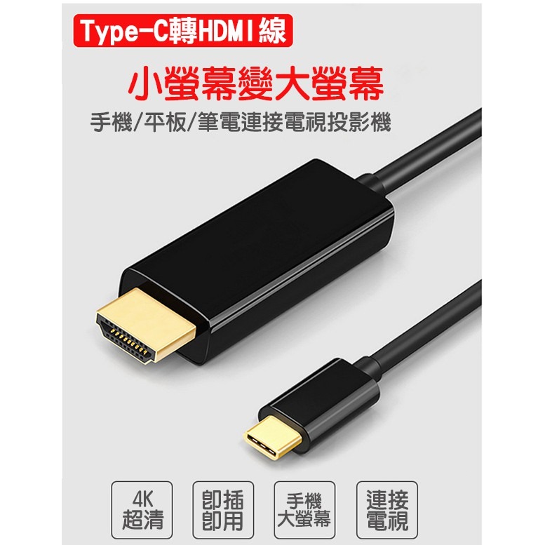 USB3.1Type-c轉HDMI轉換線 1.8米 高清轉換線 連接線 1080P macbook 256【飛兒】 Z4-細節圖2