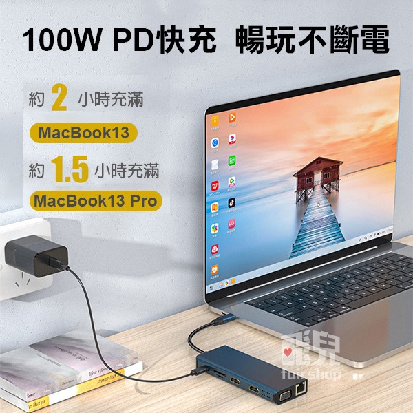 全新升級《Type-C十二合一集線器擴展器》HDMI/VGA/USB/SD讀卡/PD/網路口 macbook轉換器【飛兒-細節圖3