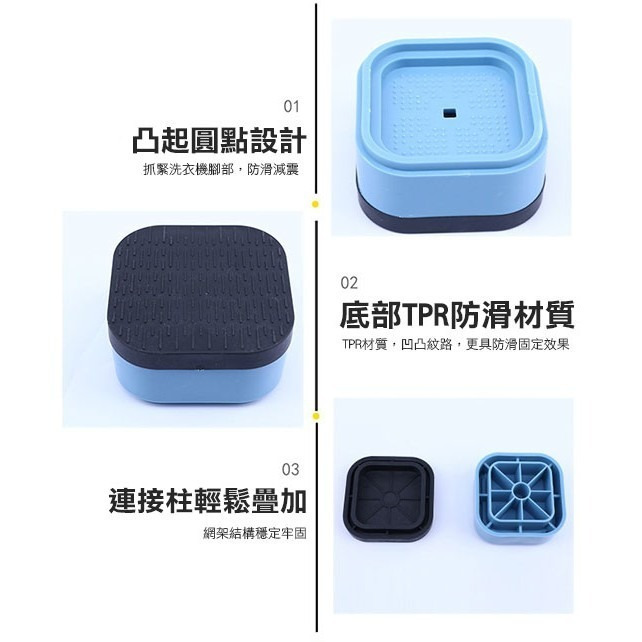 出清特價《多功能增高防滑止震腳墊 4入》洗衣機腳墊 洗衣機增高墊 防滑腳墊 家具腳墊 桌腳墊 止滑腳墊【飛兒】-細節圖9