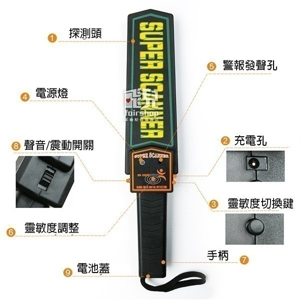 升級款更靈敏《手持式金屬探測器 MD-3003B1》 偵測器 安檢探測儀 防盜 安檢儀器 警報 靈敏【飛兒】4-4-細節圖2