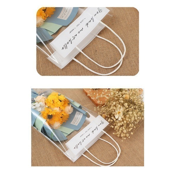 《花束透明手提袋》送禮包裝袋 DIY禮物袋 花束包裝袋 禮品OPP袋 禮物袋 花袋 花束袋 禮物包裝袋 鮮花提袋【飛兒】-細節圖4
