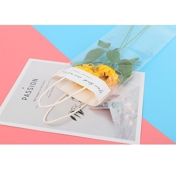 《花束透明手提袋》送禮包裝袋 DIY禮物袋 花束包裝袋 禮品OPP袋 禮物袋 花袋 花束袋 禮物包裝袋 鮮花提袋【飛兒】-細節圖6