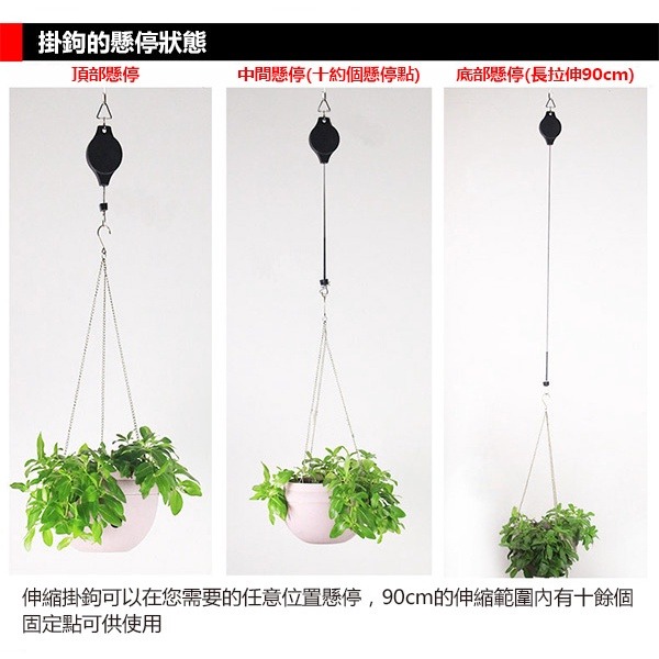 《可伸縮花盆鳥籠勾》懸掛盆栽 懸吊花盆 吊籃花盆 伸縮掛盆 花籃掛鉤 壁掛花盆 掛鉤吊盆 可伸縮吊盆 吊掛伸縮繩【飛兒】-細節圖7