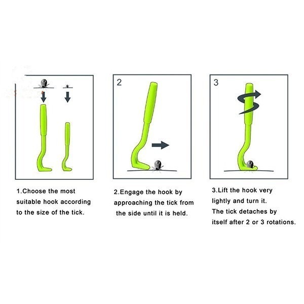《硬蜱拔取器 三件組》 拔取器 拔除器寵物 除蟲蜱蟲八腳怪 捉蟲器 寵物除蟲工具 登山 露營 防萊姆病【飛兒】 綠 1--細節圖2