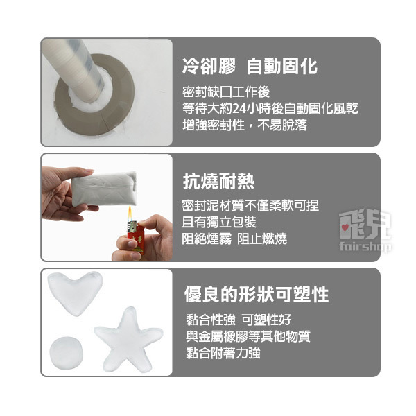買15送1《填縫密封膠泥》防水 水管孔封堵 空調孔修補 洞口填補 補牆 補洞神器 修補牆體 封實膠 補漏【飛兒】-細節圖6