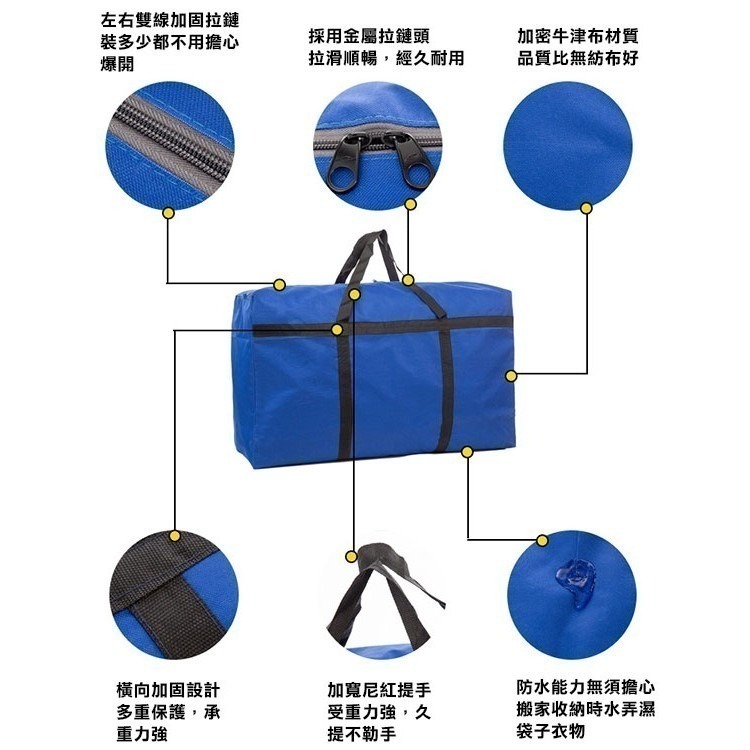 特大號耐用型 防水加厚牛津布搬家袋 100x60x30cm 180升 打包托運 收納袋 棉被袋 行李袋 牛津袋 【飛兒】-細節圖2