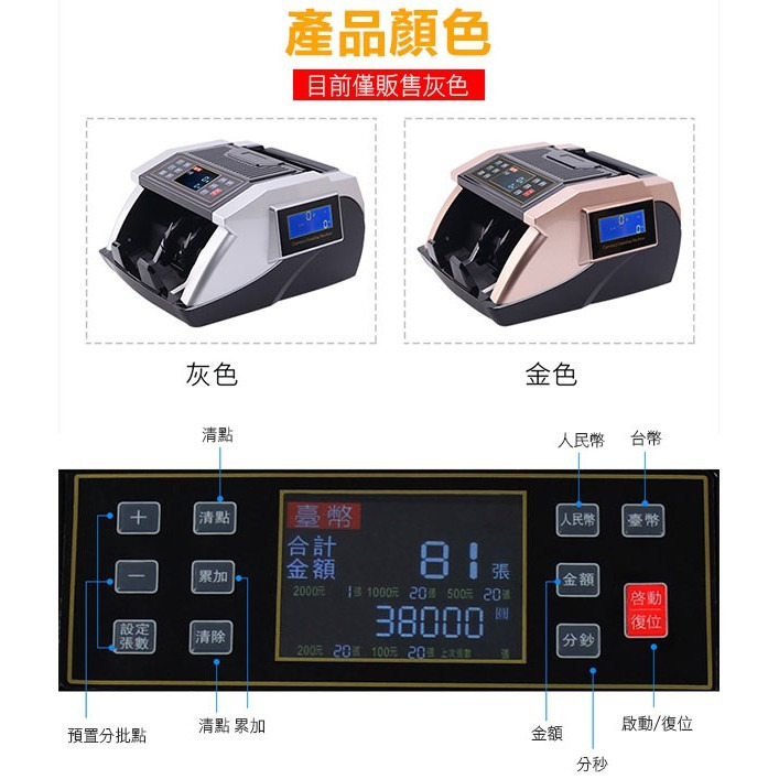 最新款 雙彩液晶 可混鈔點總數台幣驗鈔機 超快速點鈔 五磁頭精準驗鈔 驗鈔機 點鈔機 雙用 統計金額【飛兒】-細節圖3