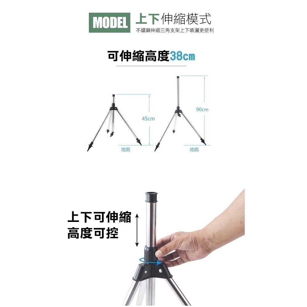 《不鏽鋼360度搖臂灑水器 含不鏽鋼三角支架》灑水器 澆花器 自動 360度旋轉 澆水 草坪澆水 灌溉 屋頂降溫-細節圖5