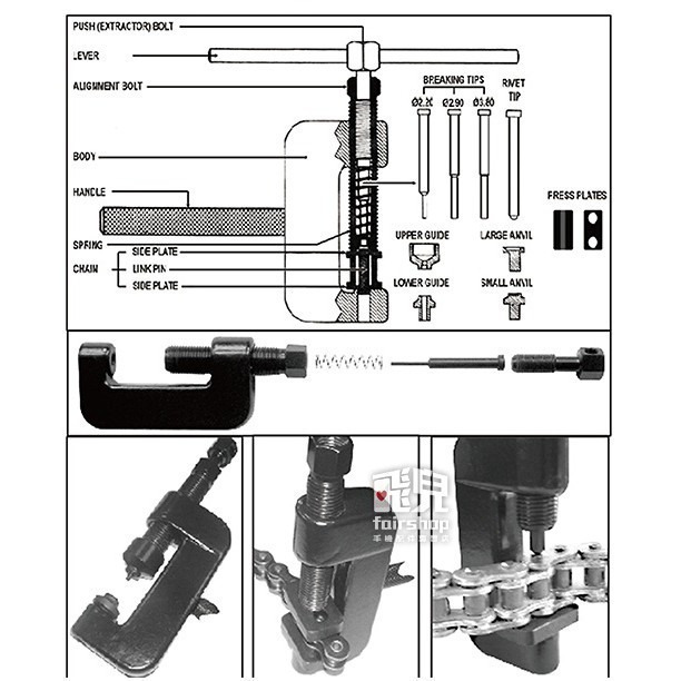 機車鏈條 切割工具 套裝盒 T3328 汽車用品 維修工具 摩托車 鏈條 凸輪鏈條 斷路器 鉚釘【飛兒】-細節圖4