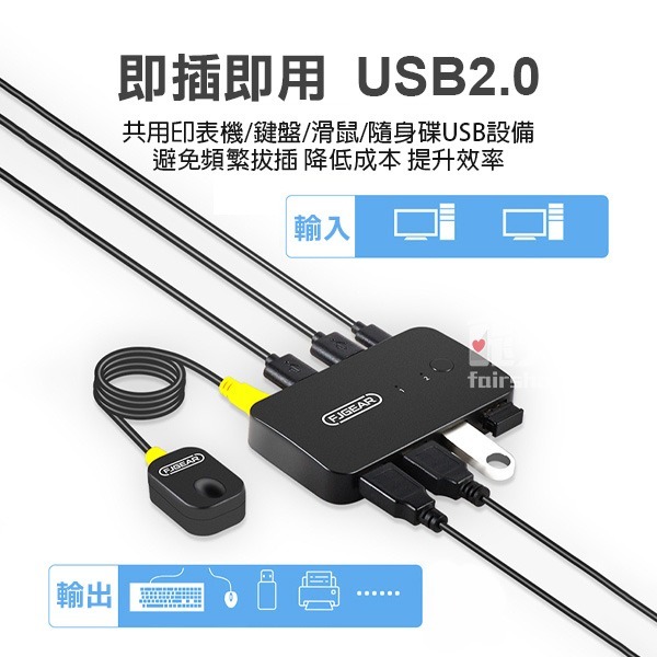 帶線控《USB分享切換器 2進4出》螢幕切換器 分頻器 桌面控制器 電腦切換器 自動切換器【飛兒】15-1-13-細節圖6