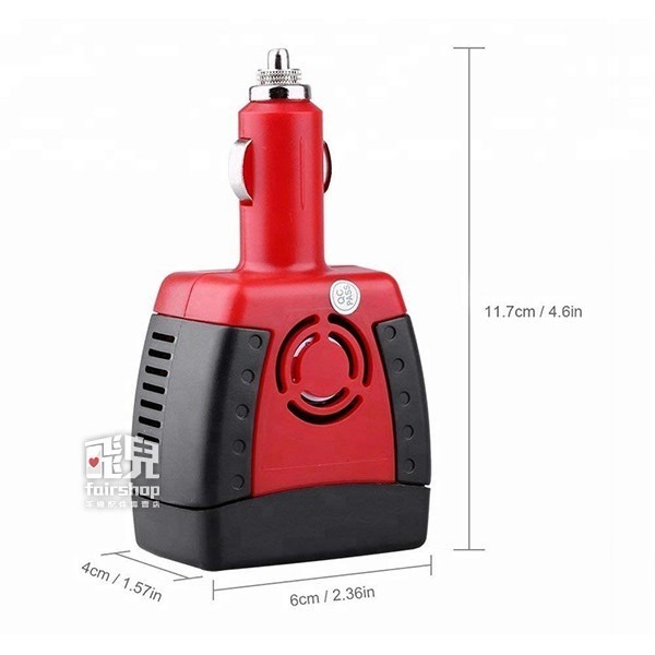 12V 轉 110V+USB 車用逆變器 150W USB2.1A 車充 變壓器 車載逆變器 升壓器 243【飛兒】-細節圖3